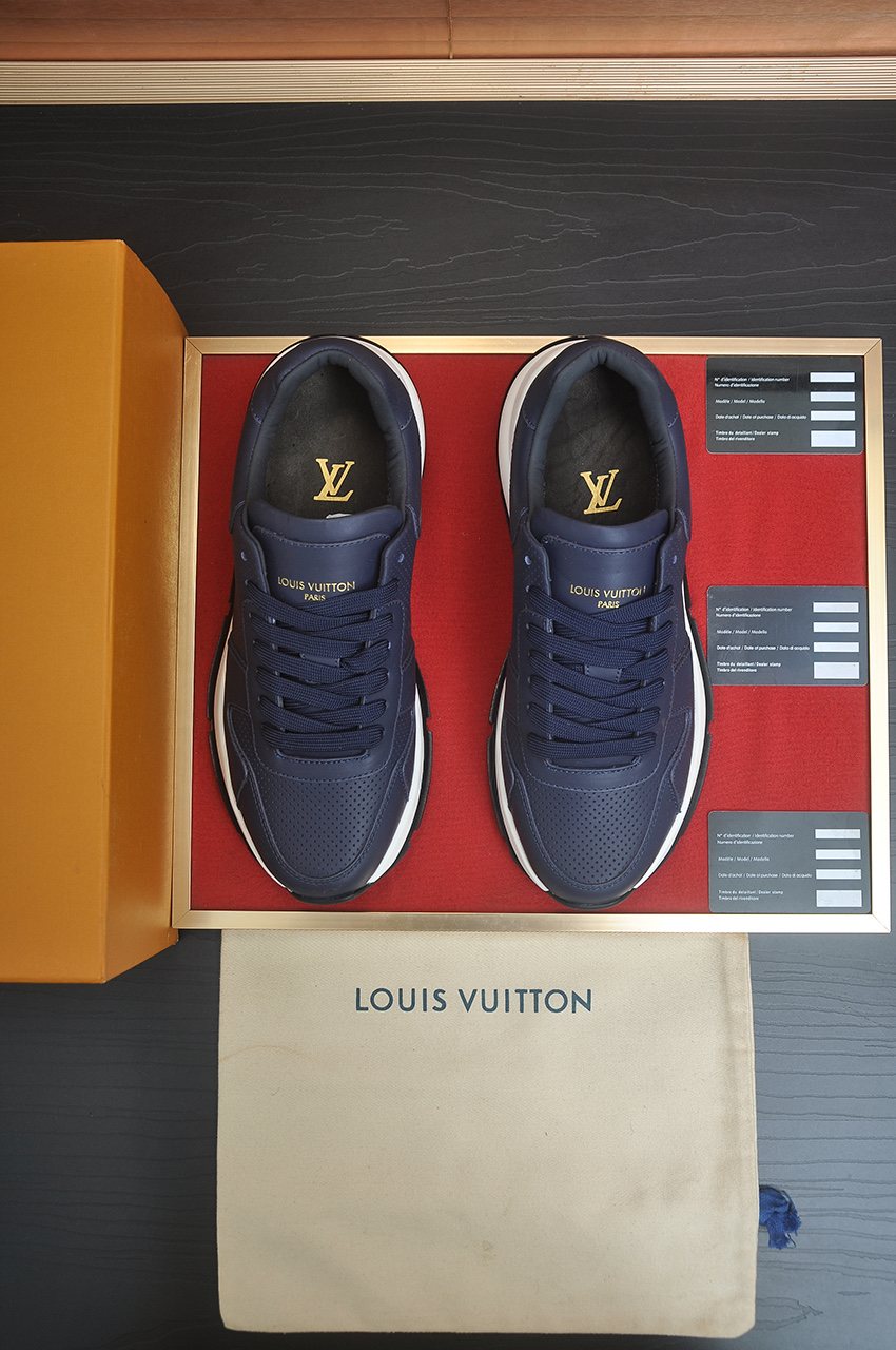 Louis Vuitton Navy Blue Low-Top Sneakers — front