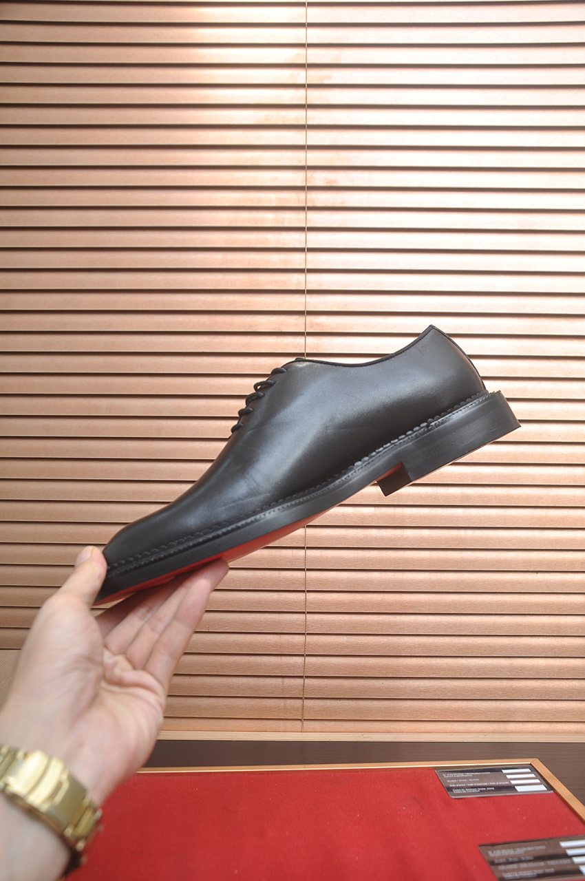 Christian Louboutin Black Red Sole Lace-Up Dress Shoes — side