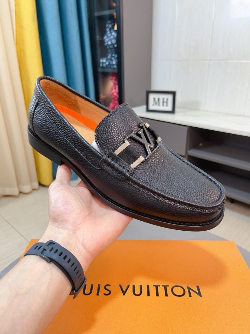 Louis Vuitton Dark Brown Textured Loafer — front