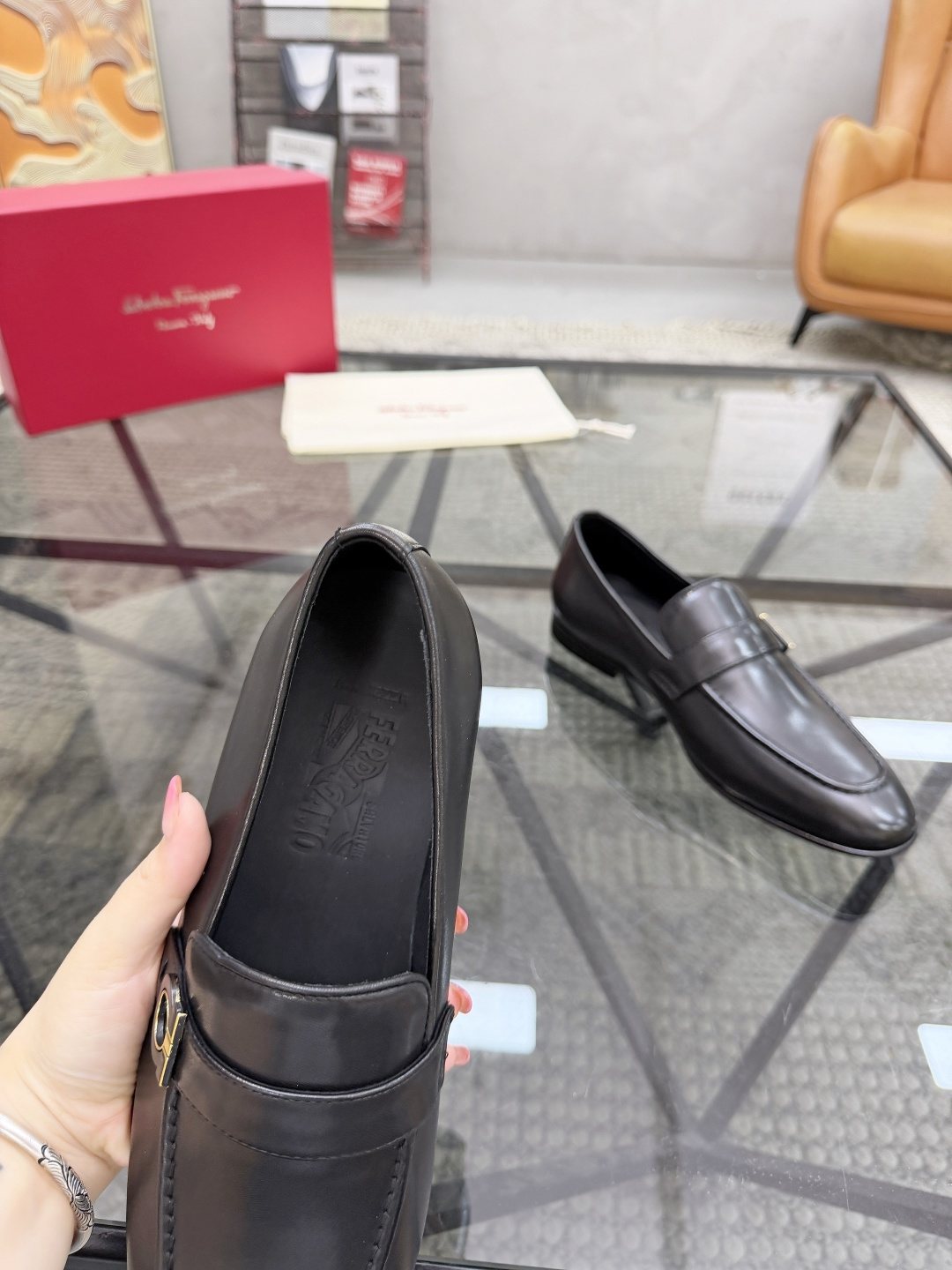 Men’s Black Buckle Strap Slip-On Loafers — detail