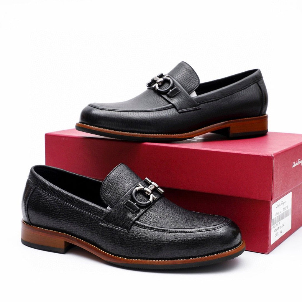 Salvatore Ferragamo Black Leather Bit Loafers — front