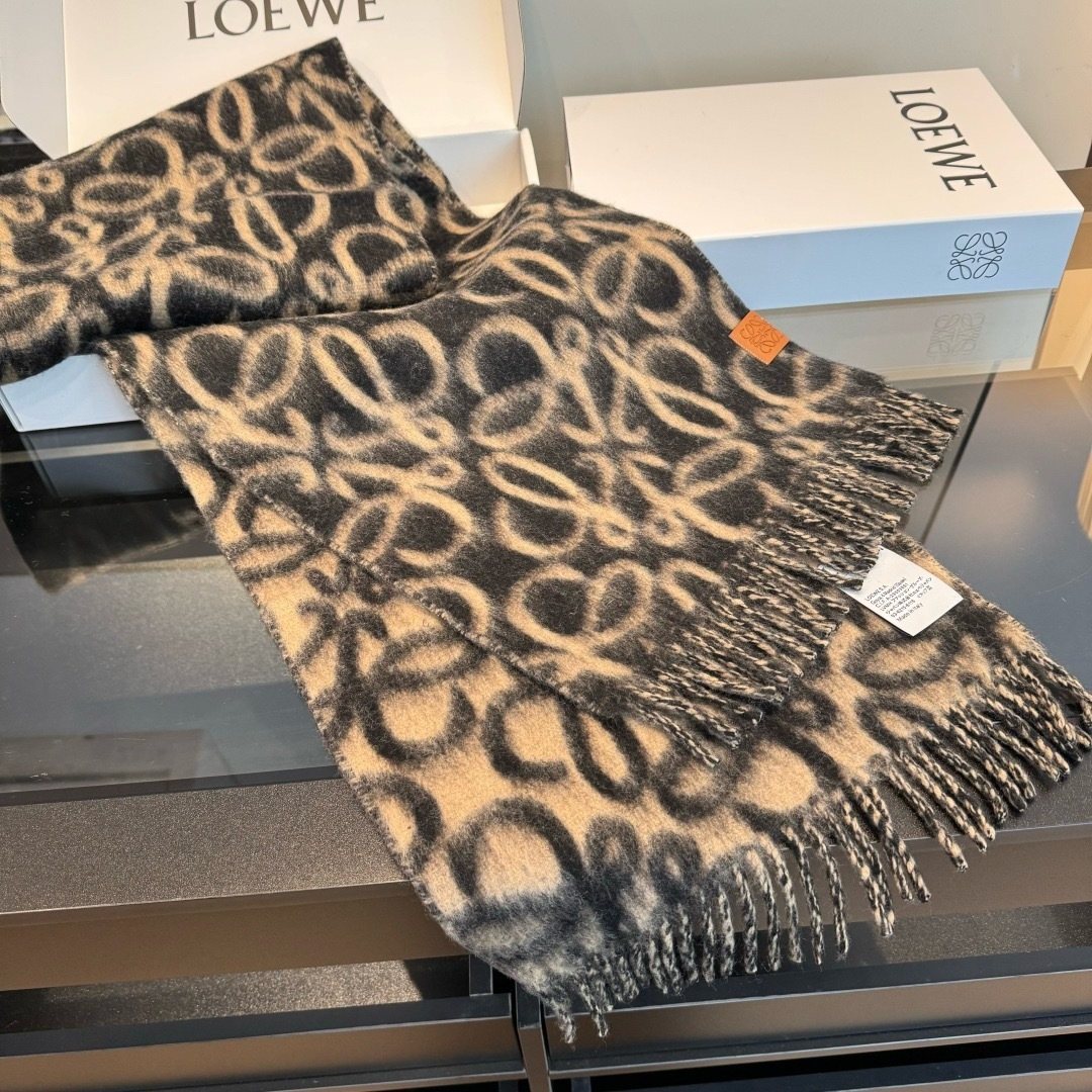 Loewe Loop Motif Fringed Scarf — front