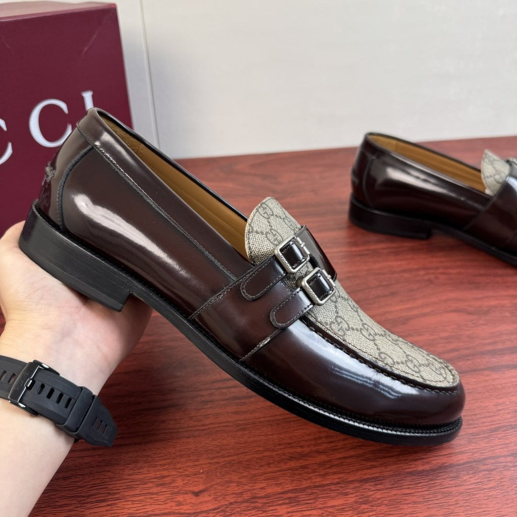 Gucci Black Double Buckle Loafers — front