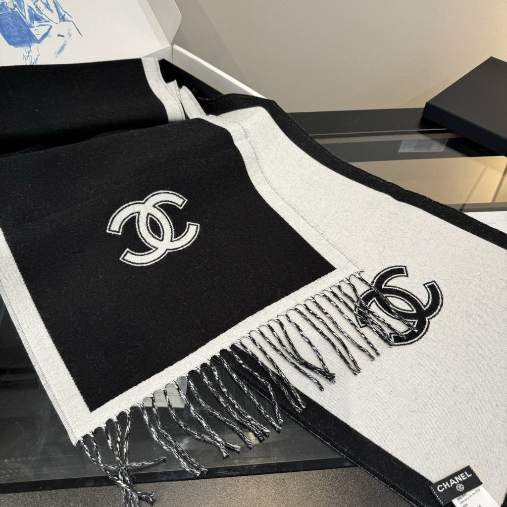Chanel Two-Tone Fringed Scarf — hero