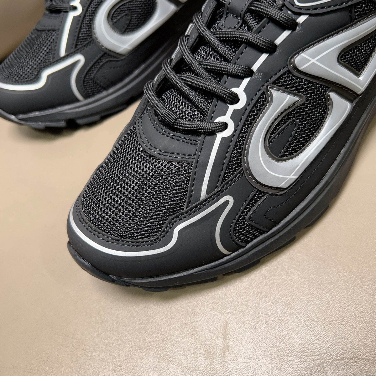 Dior Black and Dark Gray Mesh Sneakers — detail