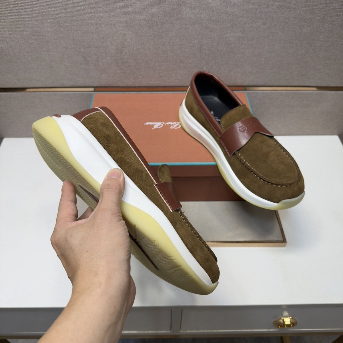 Men’s Apron Toe Slip-On Loafers — model